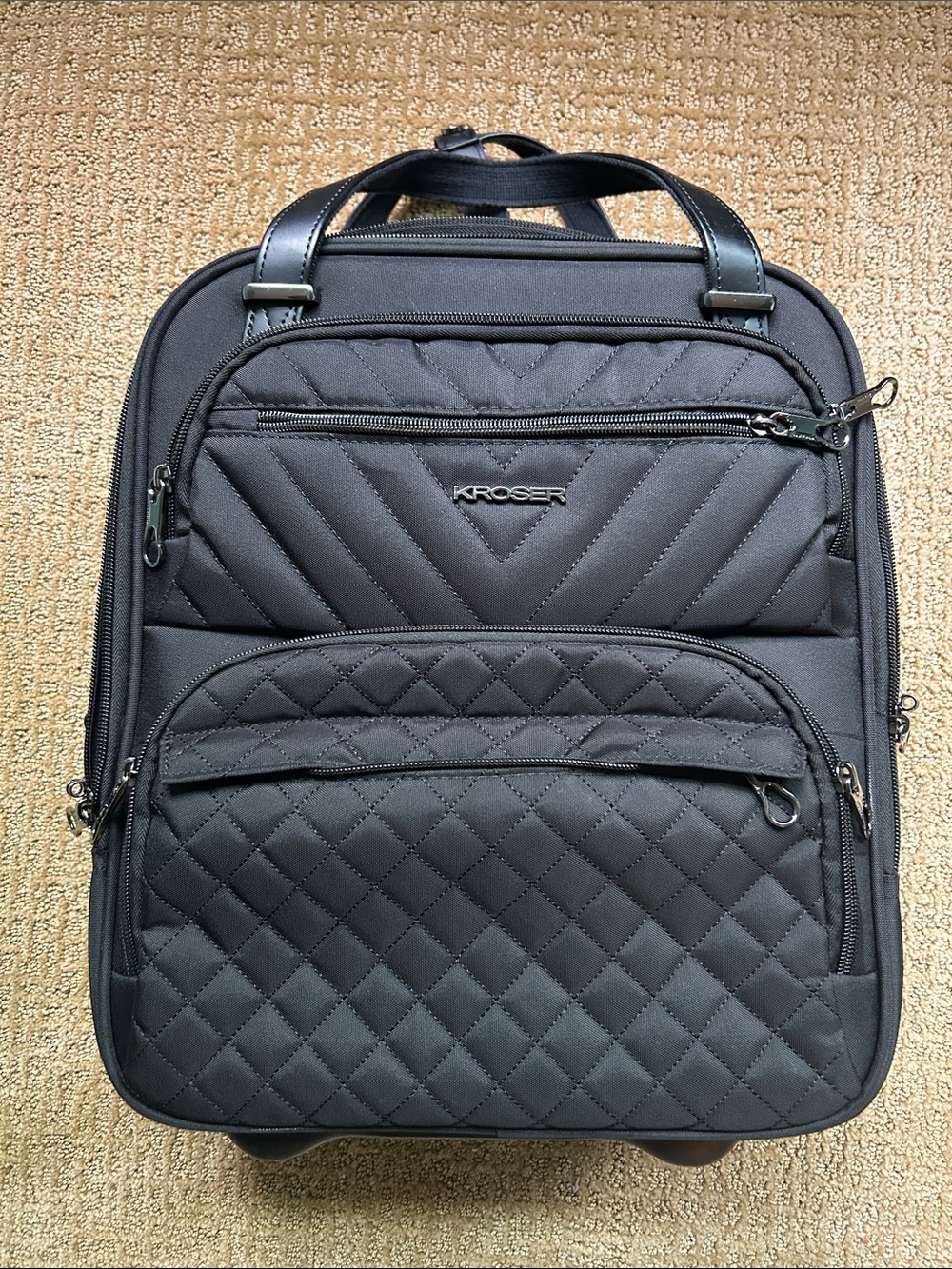 Kroser Black Quilted Travel Backpack - Women's Carry-On